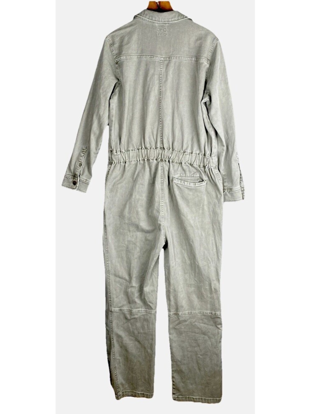 Faherty Olive Green Overland Denim Utility Jumpsuit Org Cotton Size M Aviator - Picture 10 of 12